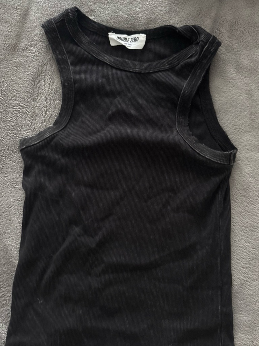 Double Zero Black Ribbed Kids Tank Top
